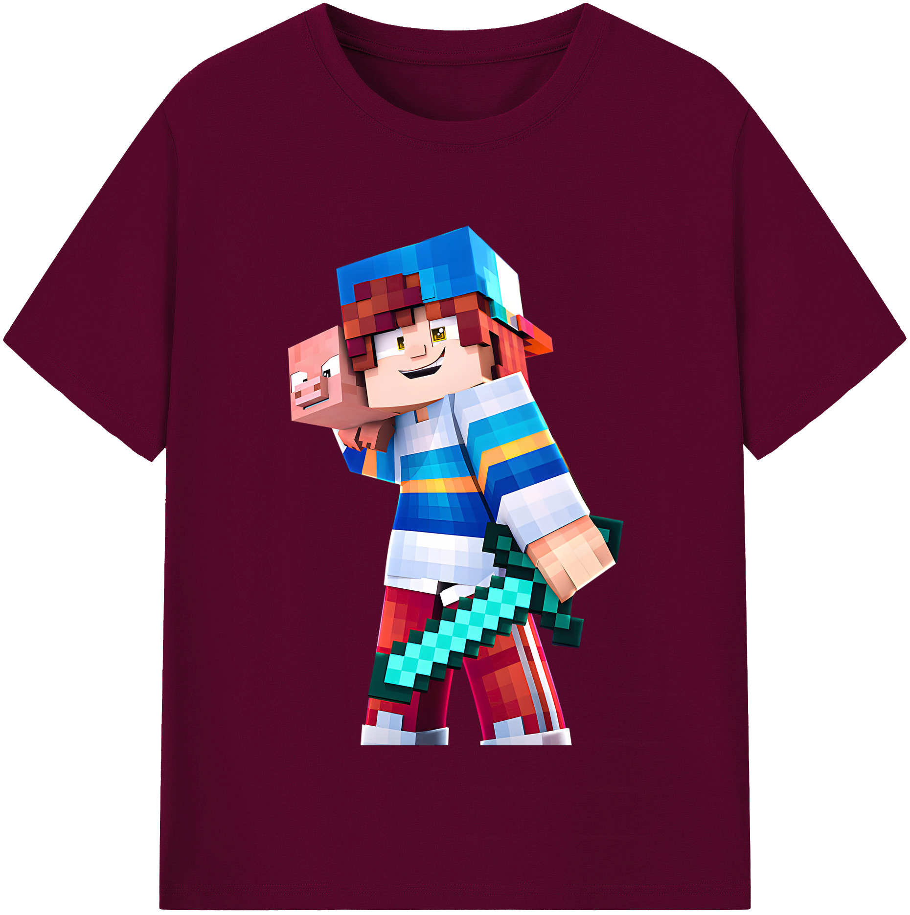 （画像用） マインクラフト ブロックの世界 Minecraft MC Block world レディースカジュアルプリントTシャツ（綿100％）